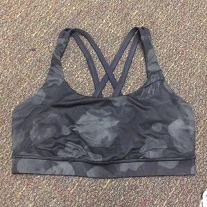 Black floral lululemon energy bra